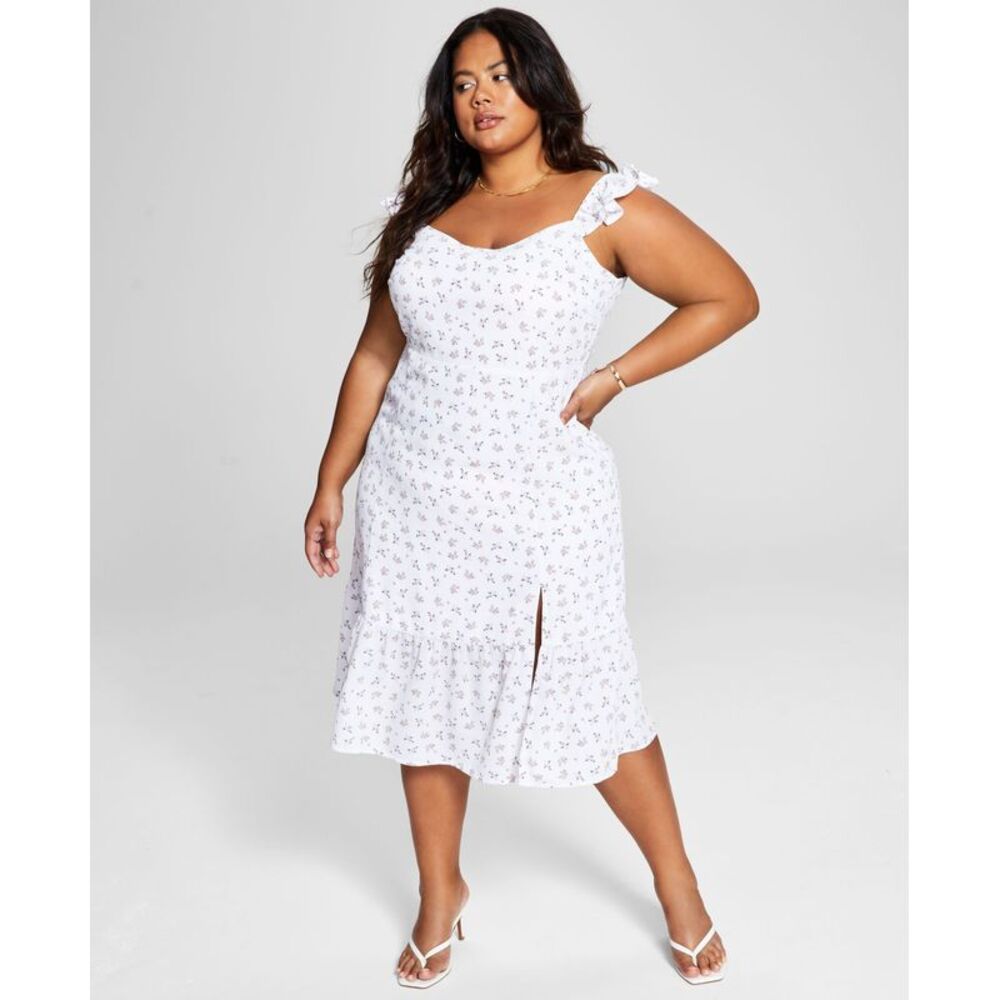 And Now This Now This Trendy Plus Size Flutter Sleeve Midi Dress